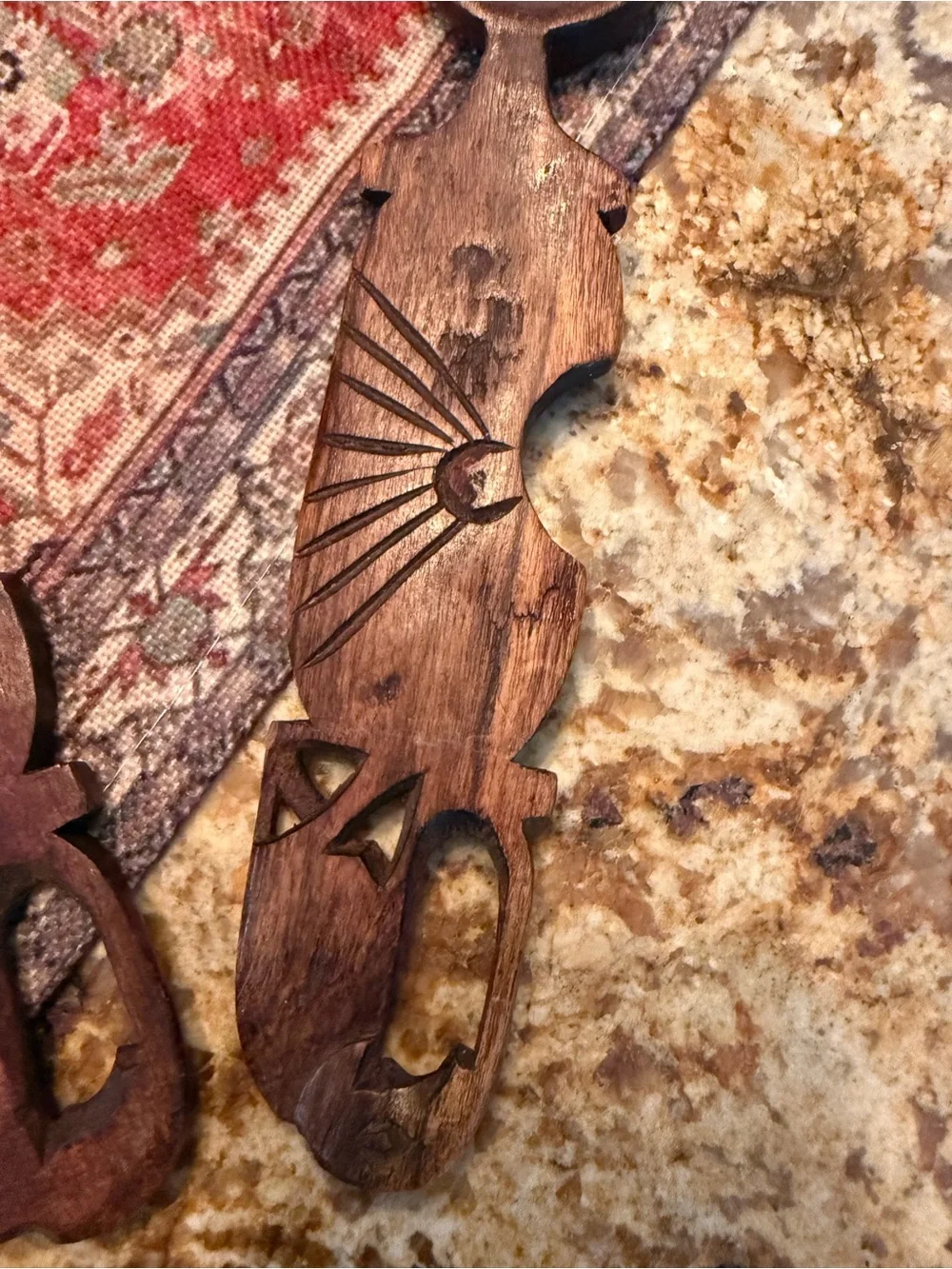 Wooden Salad Spoon Fork Set Utensil Hand Carved 12 Inch